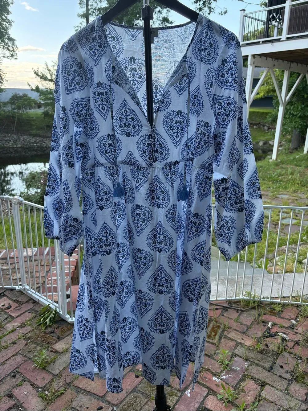 J. Crew floral tunic cover up top Blue Dress Medium